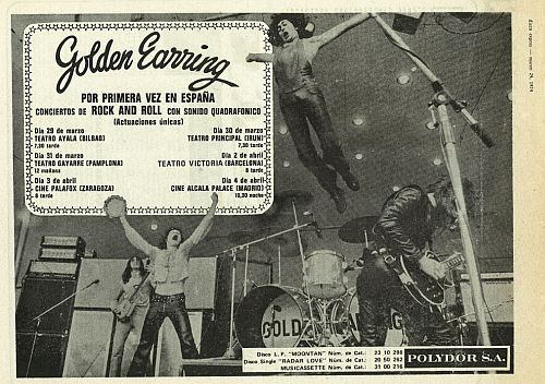 Golden Earring Spain tour concert ad Disco Express magazine March 29 1973